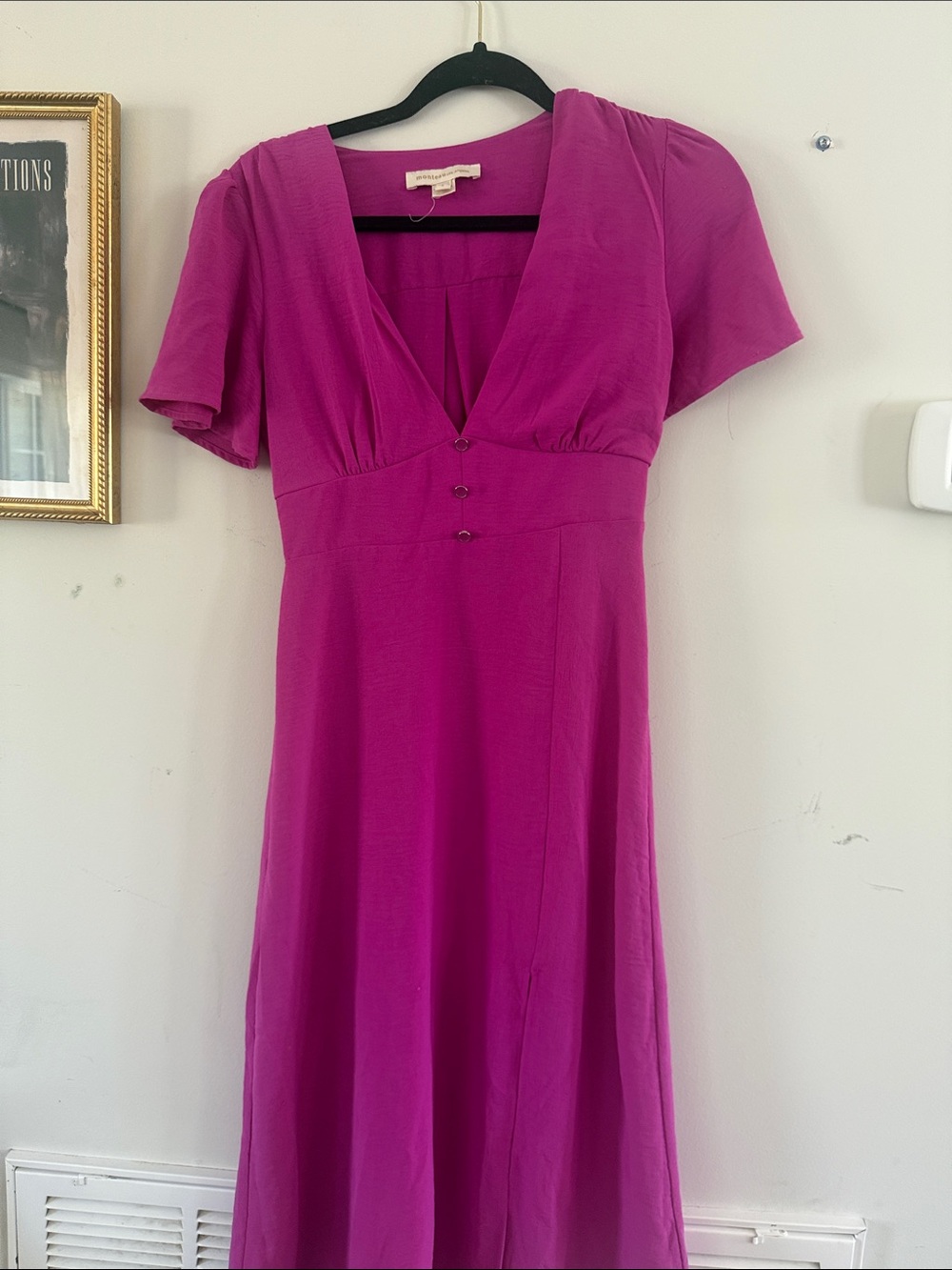 V-Neck Short Sleeve Maxi Dress in Vibrant Pink